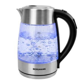 Zdjęcie produktu: Czajnik elektryczny szklany BERGMANN FR003 1,7L 2200W z regulacją temperatury 50-100°C pokrywa inox
