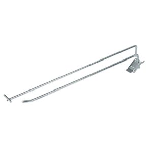 Zdjęcie produktu: Pojedyncza zawieszka haczyk na tył EURO perforowany L-40 cm z wysięgnikiem na cenówkę clips ocynk