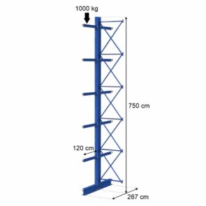 Zdjęcie produktu: Regał wspornikowy dwustronny STOW 0+5 H-750 cm nośność na ramię 1000 kg wspornik L-120 cm 1 moduł (IPE 270)
