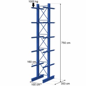 Zdjęcie produktu: Regał wspornikowy dwustronny STOW 0+5 H- 750 cm nośność na ramię 1000 kg wspornik L-160 cm 2 moduły (IPE 330)