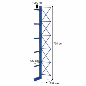 Zdjęcie produktu: Regał wspornikowy jednostronny STOW 0+5 H-750 cm nośność na ramię 1000 kg wspornik L-120 cm 1 moduł (IPE 300)
