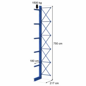 Zdjęcie produktu: Regał wspornikowy jednostronny STOW 0+5 h-750 cm nośność na ramię 1500 kg wspornik L-180 cm 1 moduł (IPE 300)