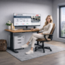 stelaż biurka regulowany elektrycznie, stelaż czarny, stelaż z regulacją wysokości, stelaż 1-silnikowy, stelaż do biurka 110-140 cm, regulowany stelaż do biurka, elektryczny stelaż biurkowy, stelaż z portami USB, ergonomiczny stelaż do biurka
