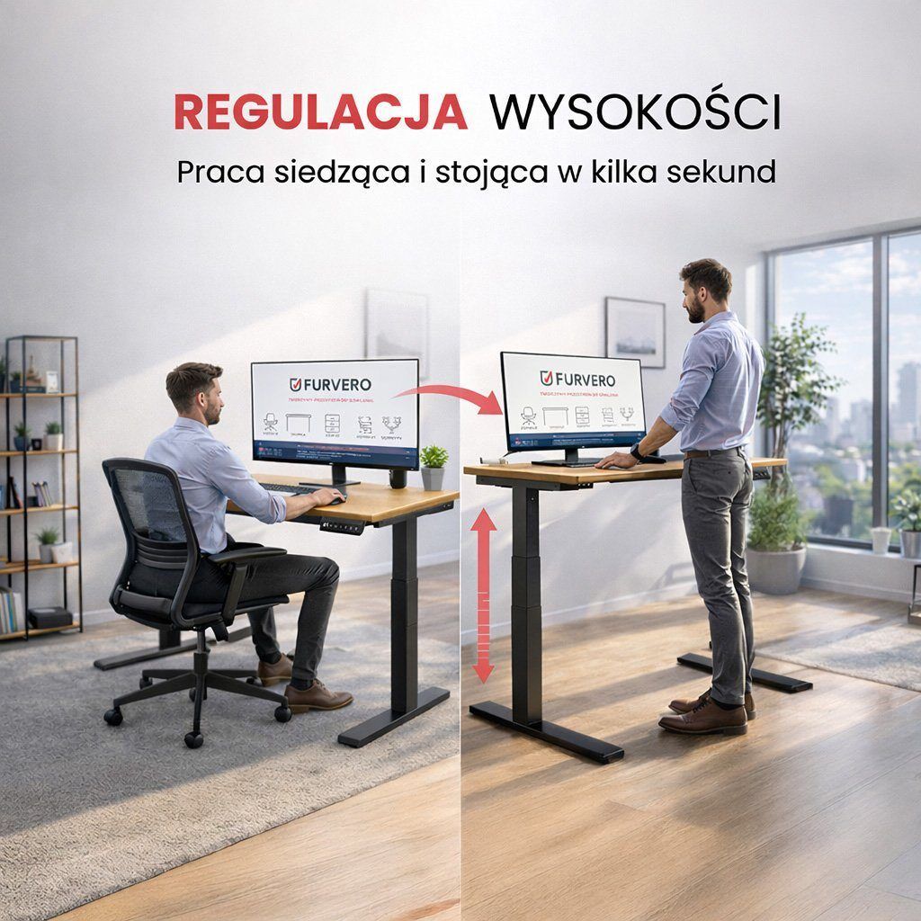 telaż biurka regulowany elektrycznie, stelaż czarny, stelaż z regulacją wysokości, stelaż 1-silnikowy, stelaż do biurka 110-140 cm, regulowany stelaż do biurka, elektryczny stelaż biurkowy, stelaż z portami USB, ergonomiczny stelaż do biurka