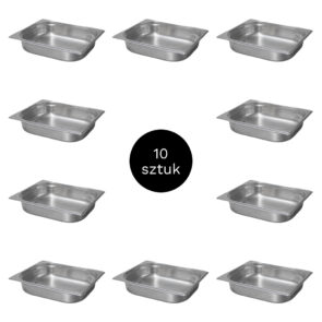 Zdjęcie produktu: Pojemnik GN 1/3 ze stali nierdzewnej 32,5×17,6×6,5 zestaw 10 sztuk