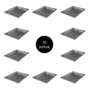 Zdjęcie produktu: Pojemnik GN 2/3 ze stali nierdzewnej 35,3×32,5×2 cm zestaw 10 sztuk