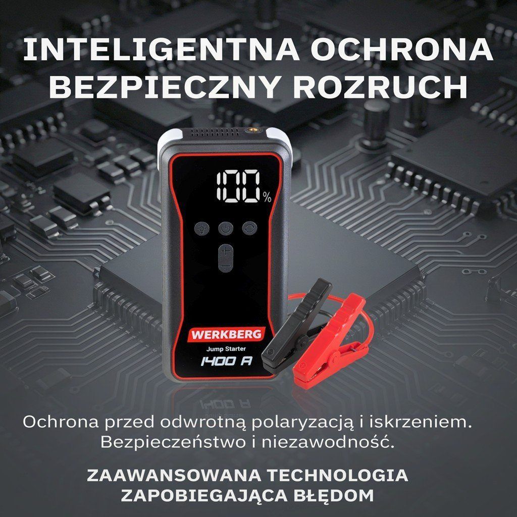 Urządzenie rozruchowe Powerbank Booster WERKBERG AL002 700A1400A 18000mAh kompresor lifestyle