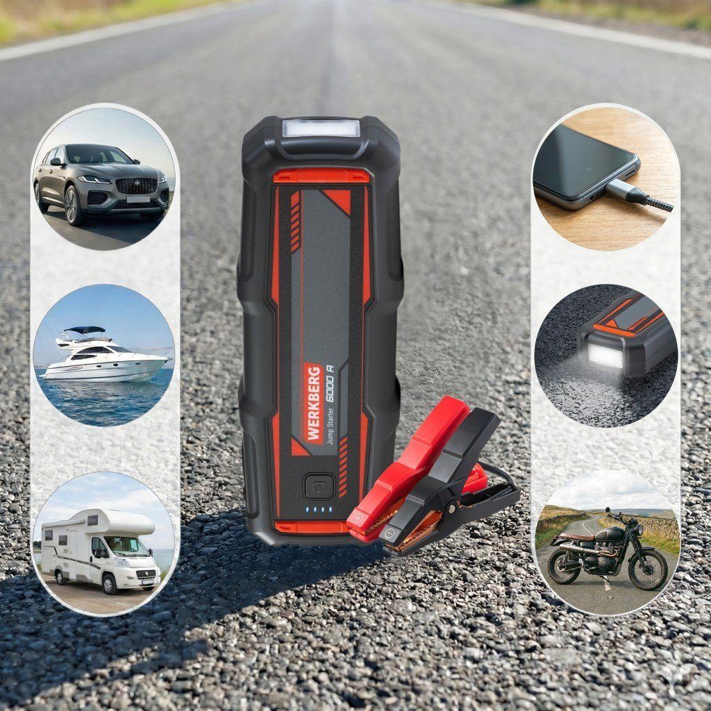 Urządzenie rozruchowe Powerbank Booster WERKBERG AL012 3000A6000A 26000mAh MTP007256 LIFESTYLE