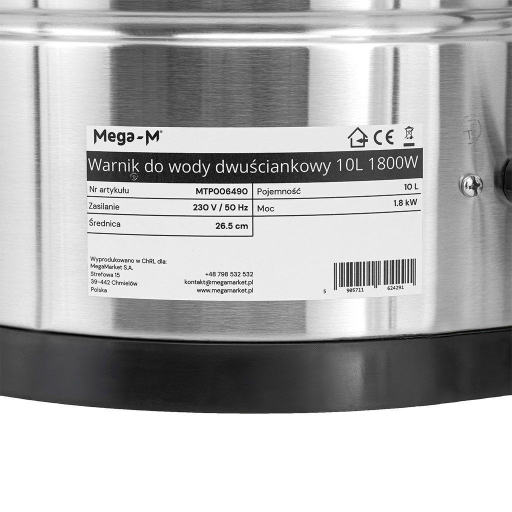 Warnik do wody dwuściankowy Mega-M 10L 1800W