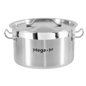 Zdjęcie produktu: Garnek ze stali nierdzewnej AISI 443 niski z pokrywką Mega-M PRO 12L 30x18 cm