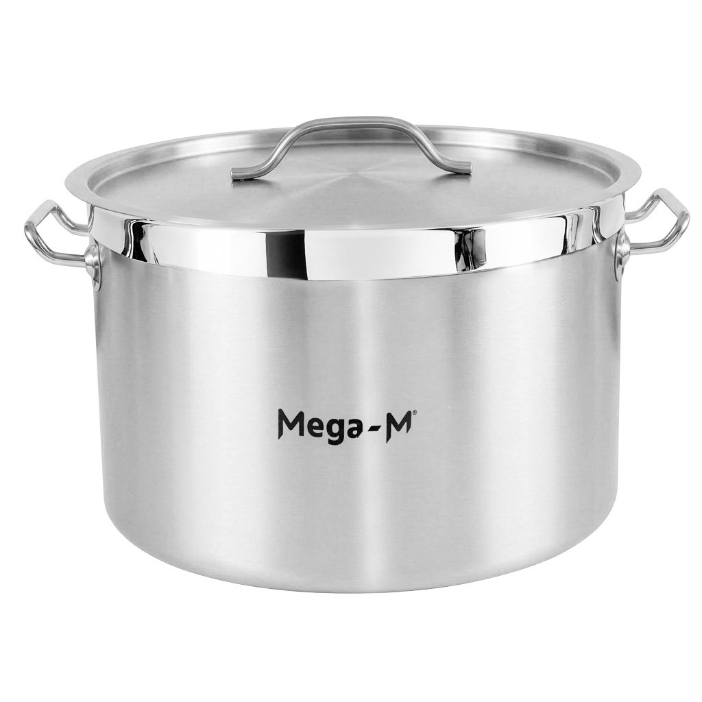 Garnek ze stali nierdzewnej AISI 443 średni z pokrywką Mega-M PRO 32L