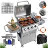 Grill gazowy ogrodowy, grill ogrodowy BERGMANN NL004 4+1 ze stolikiem bocznym