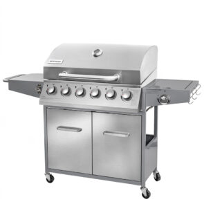 Zdjęcie produktu: Grill gazowy ogrodowy BERGMANN NL006 6+1 ze stolikiem bocznym i konstrukcją ze stali nierdzewnej + pokrowiec