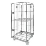 Zdjęcie produktu: Rollkontener (rollcage, rollbox) wózek siatkowy transportowy Mega-M Universal trzy ściany + drzwi jedna półka ocynkowany