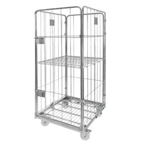 Zdjęcie produktu: Rollkontener (rollcage, rollbox) wózek siatkowy transportowy Mega-M Universal trzy ściany + drzwi jedna półka ocynkowany