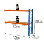 Zdjęcie produktu: Regał magazynowy 2-półkowy Mega-M XR H-200 cm L-278 cm G-80 cm 250 kg moduł dostawny