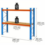 Zdjęcie produktu: Regał magazynowy 2-półkowy Mega-M XR H-200 cm L-286 cm G-80 cm 250 kg moduł bazowy