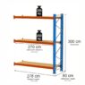 Regał magazynowy 3-półkowy Mega-M XR H-300 cm L-278 cm G-80 cm 250 kg moduł dostawny