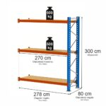 Zdjęcie produktu: Regał magazynowy 3-półkowy Mega-M XR H-300 cm L-278 cm G-80 cm 500 kg moduł dostawny