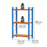Regał magazynowy półkowy, regał do magazynu, regał półkowy Mega-M XR 300x196x80 cm