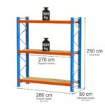 Zdjęcie produktu: Regał magazynowy 3-półowy Mega-M XR H-250 cm L-286 cm G-80 cm 500 kg moduł bazowy