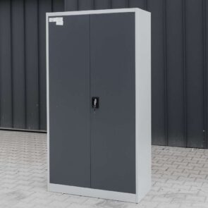 Zdjęcie produktu: Szafa biurowa metalowa na dokumenty Mega-M pełne drzwi S-100 cm G-40 cm H-185 cm szara grafitowy front POSERWISOWA