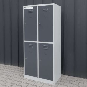 Zdjęcie produktu: Szafka skrytkowa BHP Mega-M 4 skrytki 80x50x180 cm szara grafitowy front POWYSTAWOWA