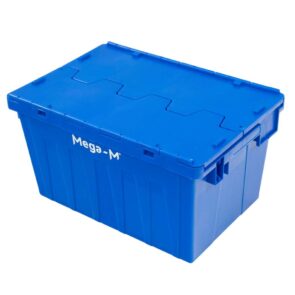 Zdjęcie produktu: Pojemnik kurierski transportowy gniazdowy Mega-M zamykany 60x40x32,5 cm plastikowy niebieski