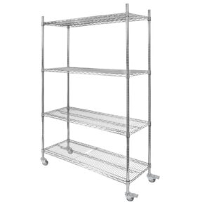 Zdjęcie produktu: Regał gastronomiczny chromowany na kółkach z 4 półkami drucianymi Mega-M 120x60x180 cm