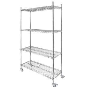 Zdjęcie produktu: Regał gastronomiczny chromowany na kółkach z 4 półkami drucianymi Mega-M 90x60x180 cm