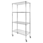 Zdjęcie produktu: Regał gastronomiczny chromowany na kółkach z 4 półkami drucianymi Mega-M 90x45x180 cm