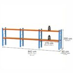 Zdjęcie produktu: Regał magazynowy 6-półkowy Mega-M XR H-200 cm L-842 cm G-80 cm 250 kg