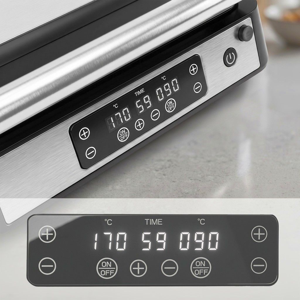 Grill elektryczny kontaktowy ryflowany BERGMANN AI002 2000W wyświetlacz LED