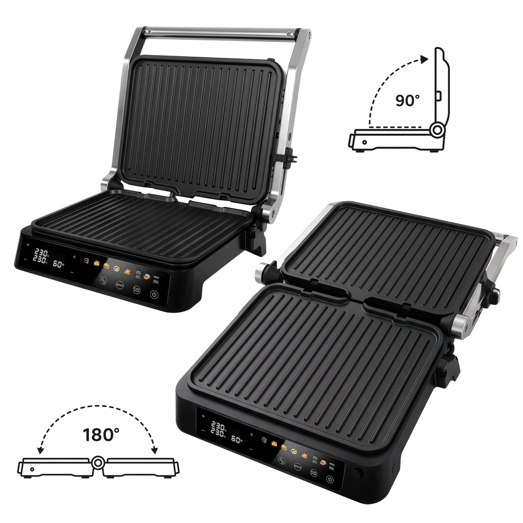 Grill elektryczny do domu BERGMANN AI003 2000W wyświetlacz LED 8 programów automatycznych