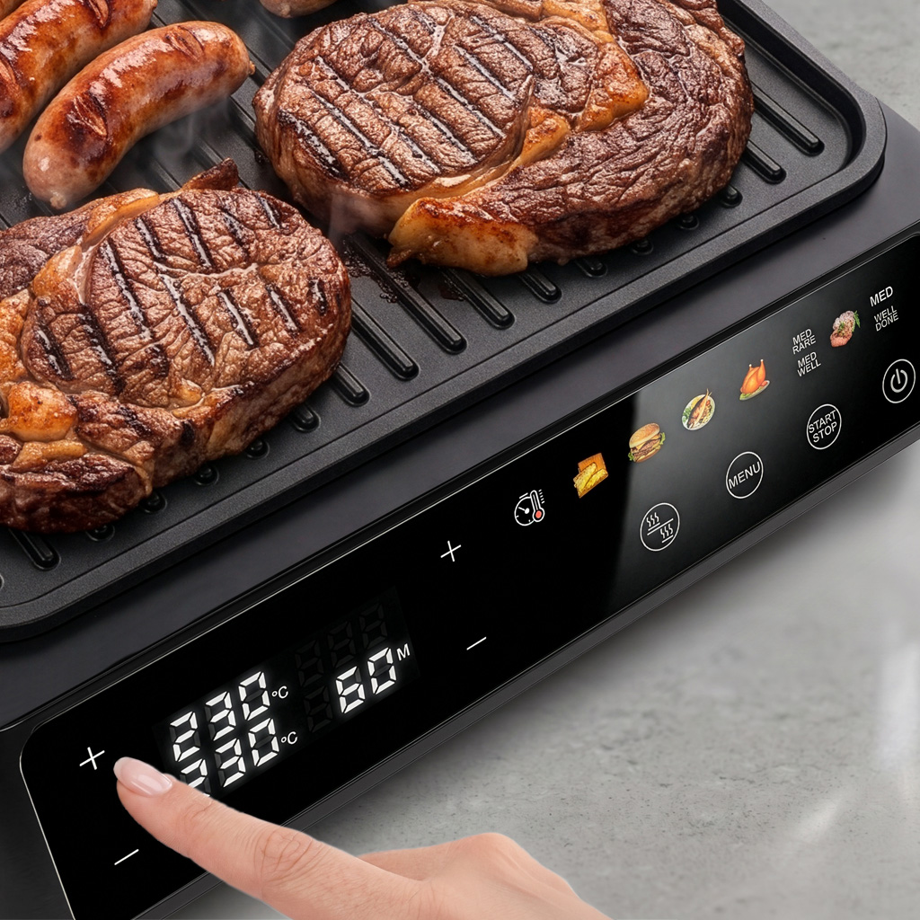 Grill elektryczny do domu BERGMANN AI003 2000W wyświetlacz LED 8 programów automatycznych