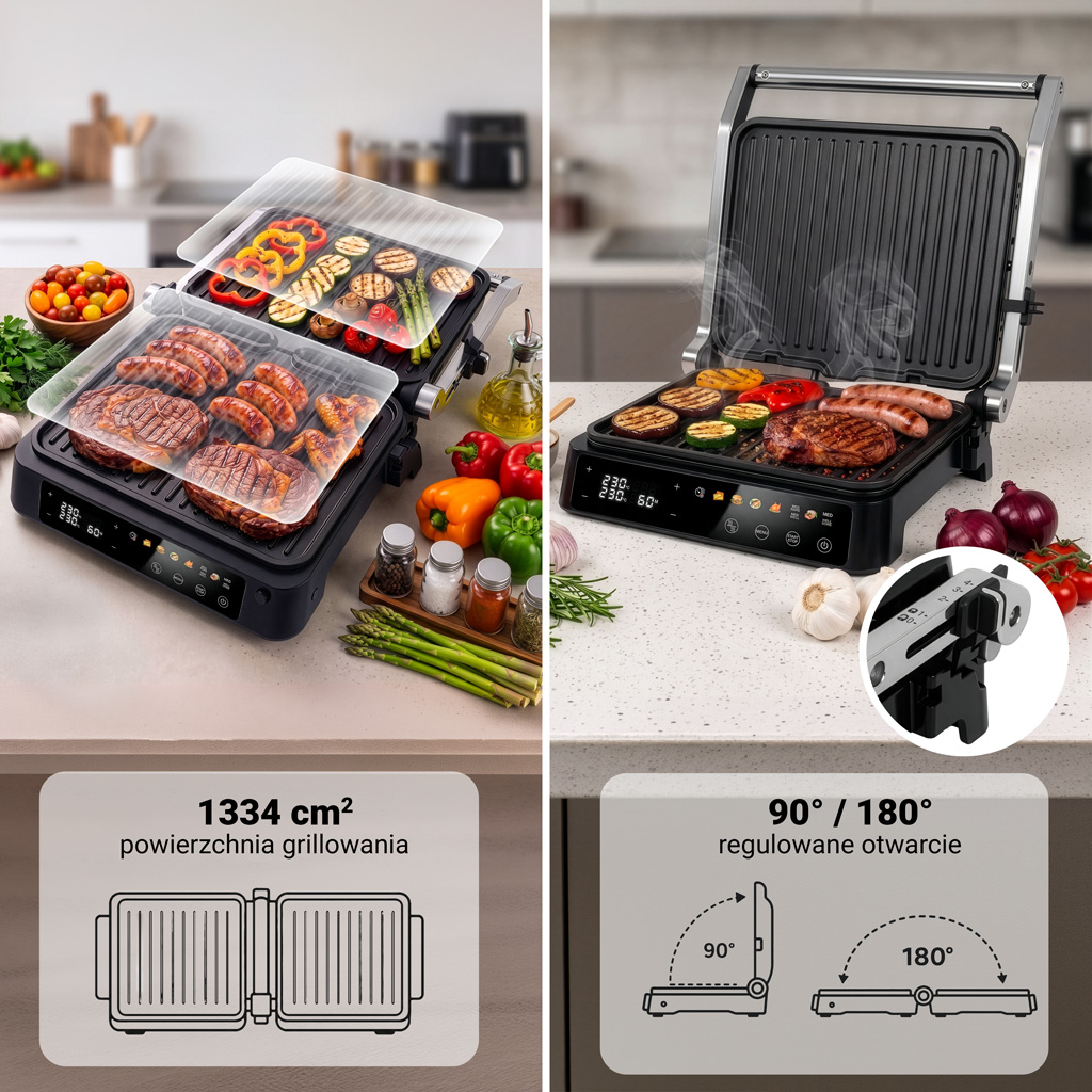 Grill elektryczny BERGMANN AI003 2000W wyświetlacz LED 8 programów automatycznych
