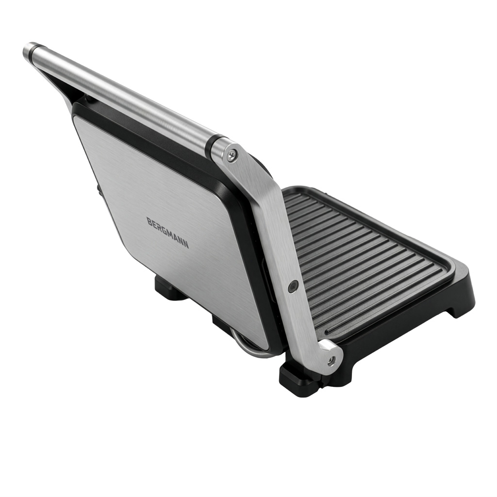 Grill elektryczny ryflowany kontaktowy do domu BERGMANN AI003 2000W wyświetlacz LED 8 programów automatycznych