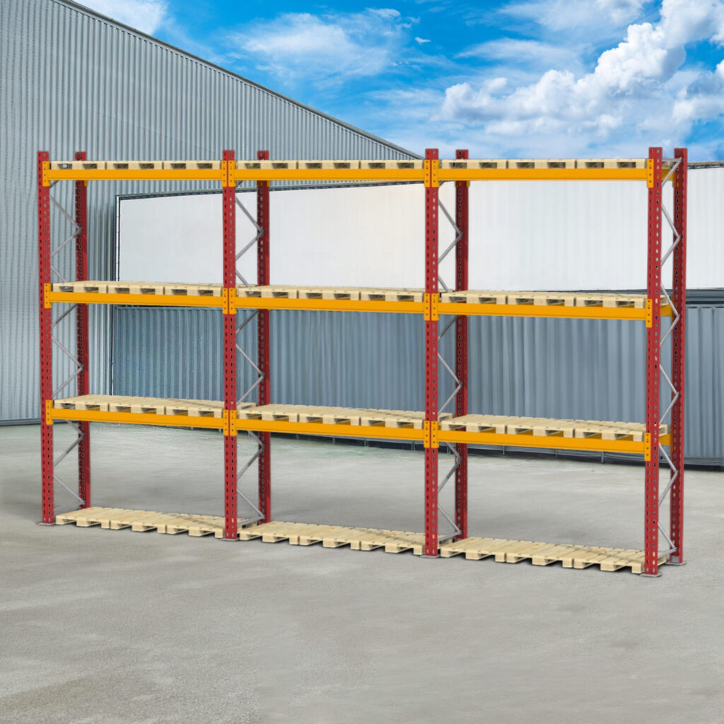 Regały paletowe magazynowe, regał magazynowy paletowy DEXION H-480 cm L-815 cm 900 kg