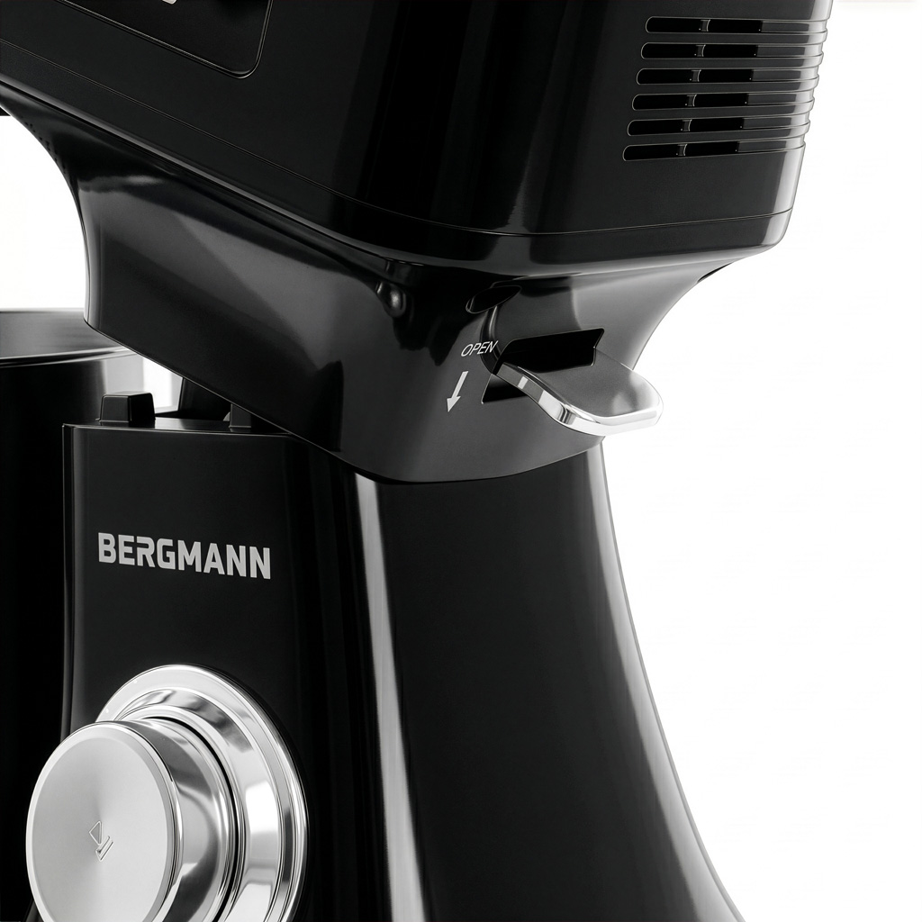 Wyposażenie kuchni Robot kuchenny planetarny 6L BERGMANN TC001 3500 W BLACK waga podgrzewana misa panel LED