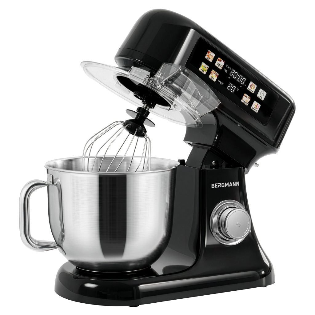 Robot kuchenny planetarny 6L BERGMANN TC001 3500 W BLACK waga podgrzewana misa panel LED