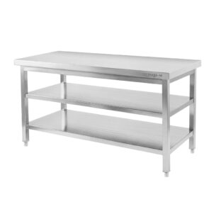 Zdjęcie produktu: Stół gastronomiczny ze stali nierdzewnej centralny z 2 półkami X STANDARD 180x70x85 cm kwadratowe nogi