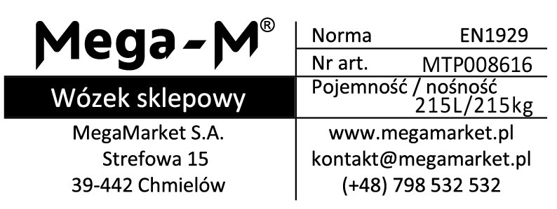 Wózek sklepowy zakupowy Mega-M YR 215L S-58 cm