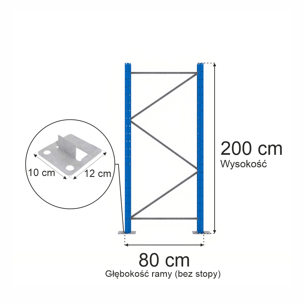 Rama regałowa, rama do regału paletowego Mega-M XR H-200 cm