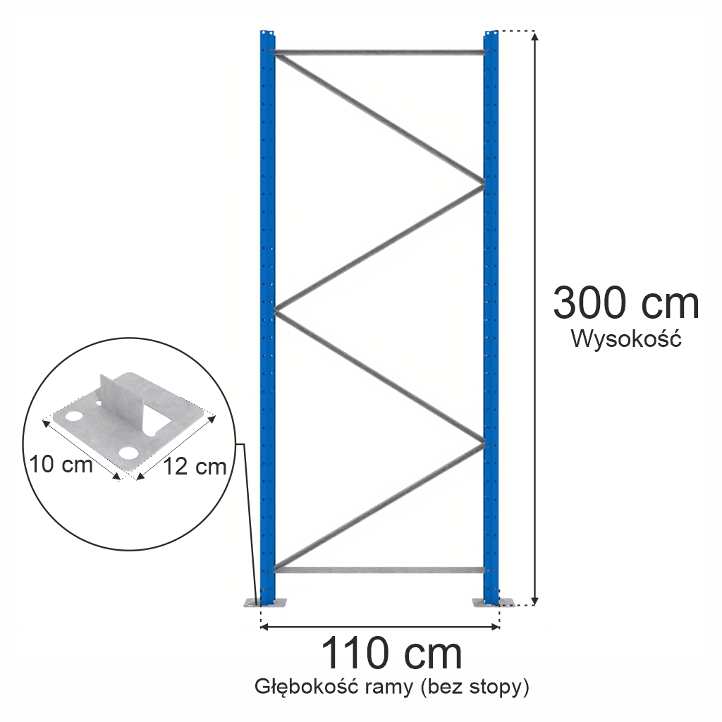 Rama regałowa, rama do regału paletowego Mega-M XR H-300 cm