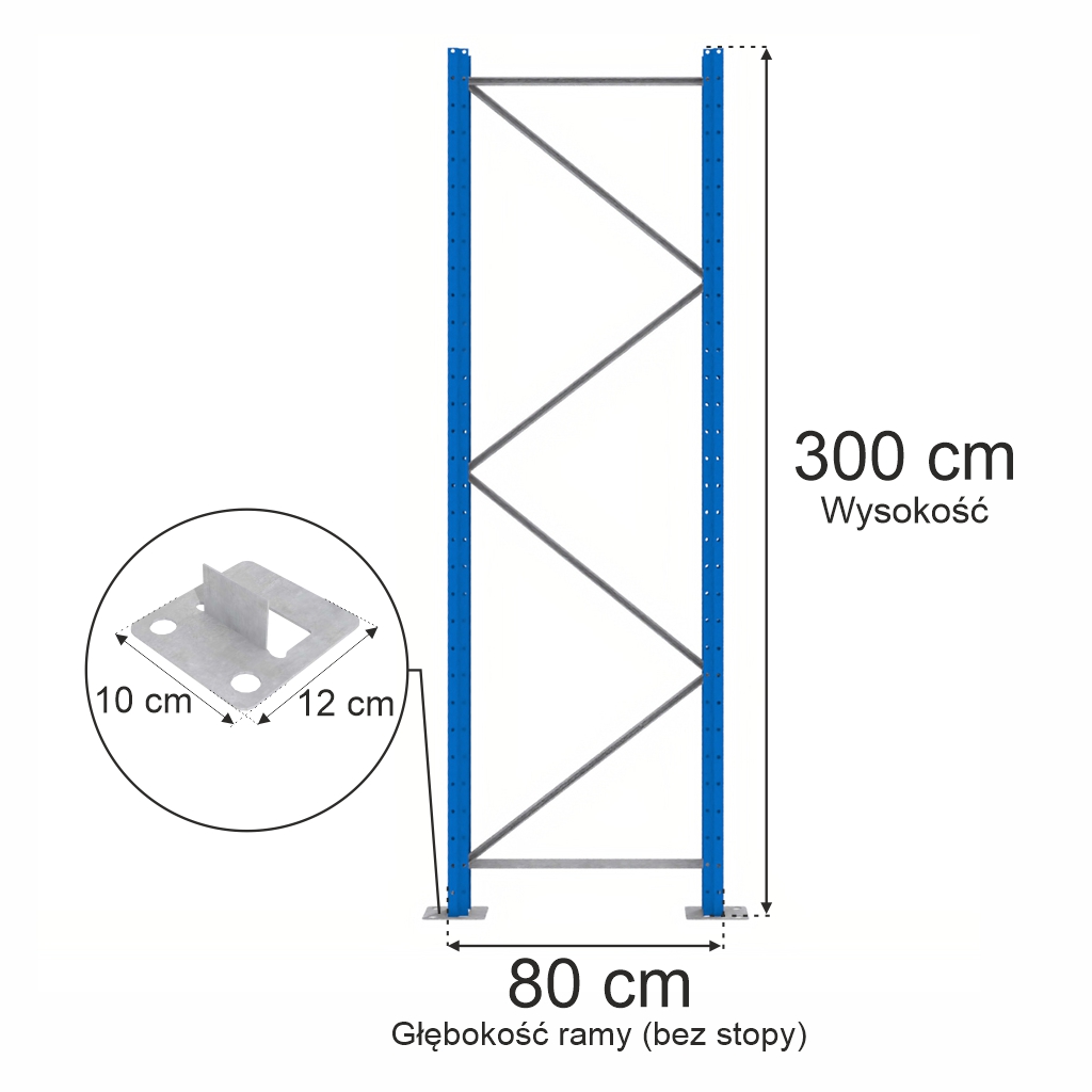 Rama regałowa ramy do regału półkowego Mega-M XR H-300 cm