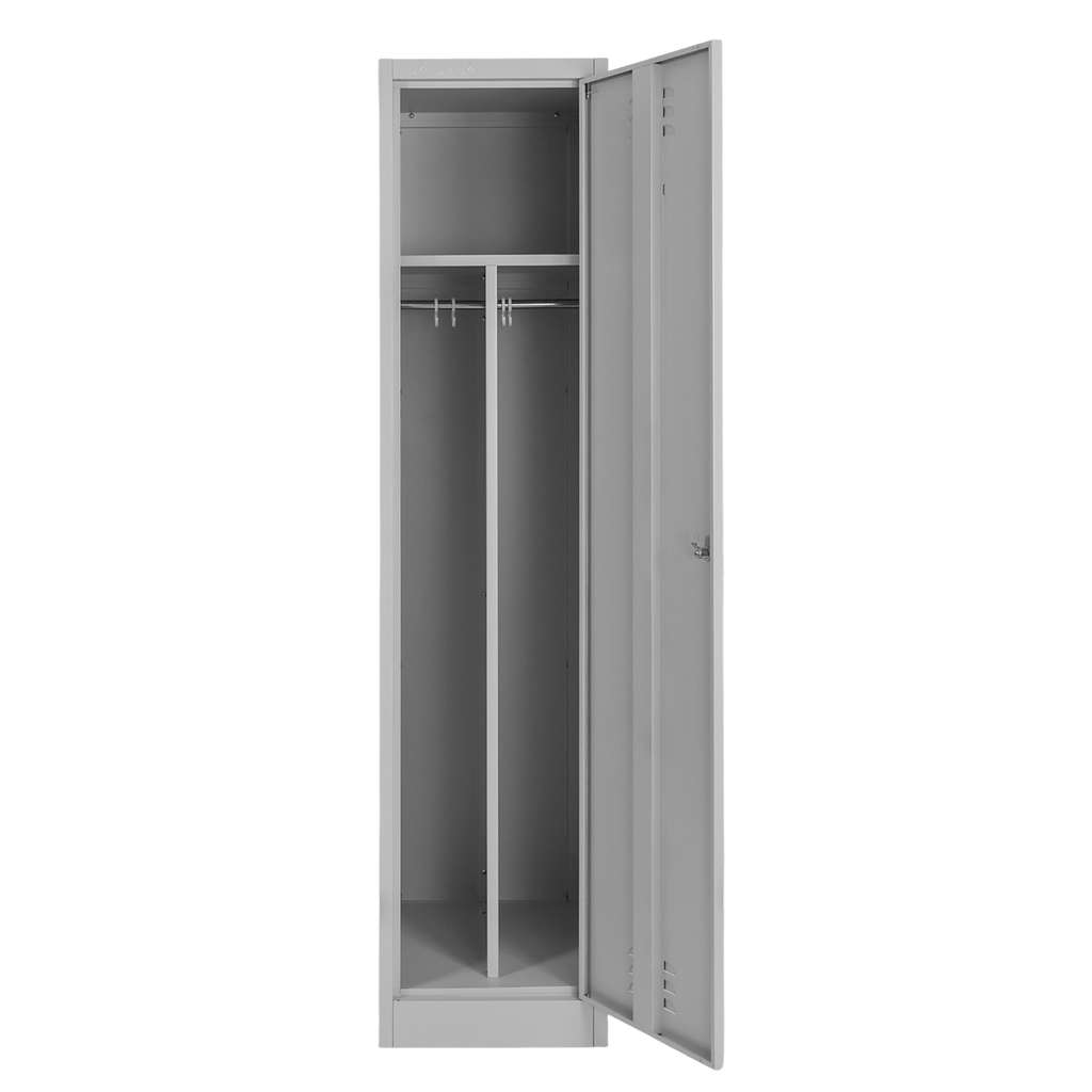 metalowa szafka pracownicza, szafka socjalna jednodrzwiowa, szafka do szatni, szafka bhp szara, szafka metalowa na ubrania, wyposażenie szatni pracowniczej, szafka pracownicza zamykana,